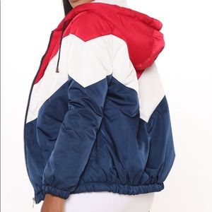 Red, White and Navy Puffer Jacket